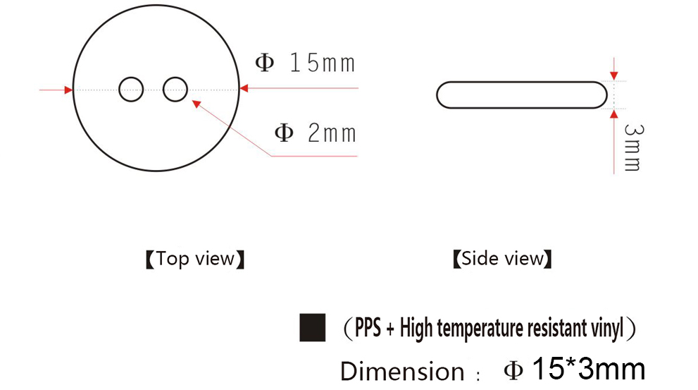 Dimensão da etiqueta RFID PPS de 15 mm