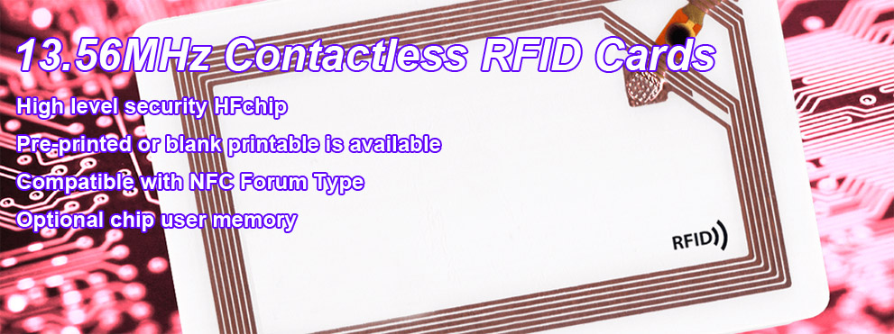 Cartões RFID sem contato de 13,56 MHz
