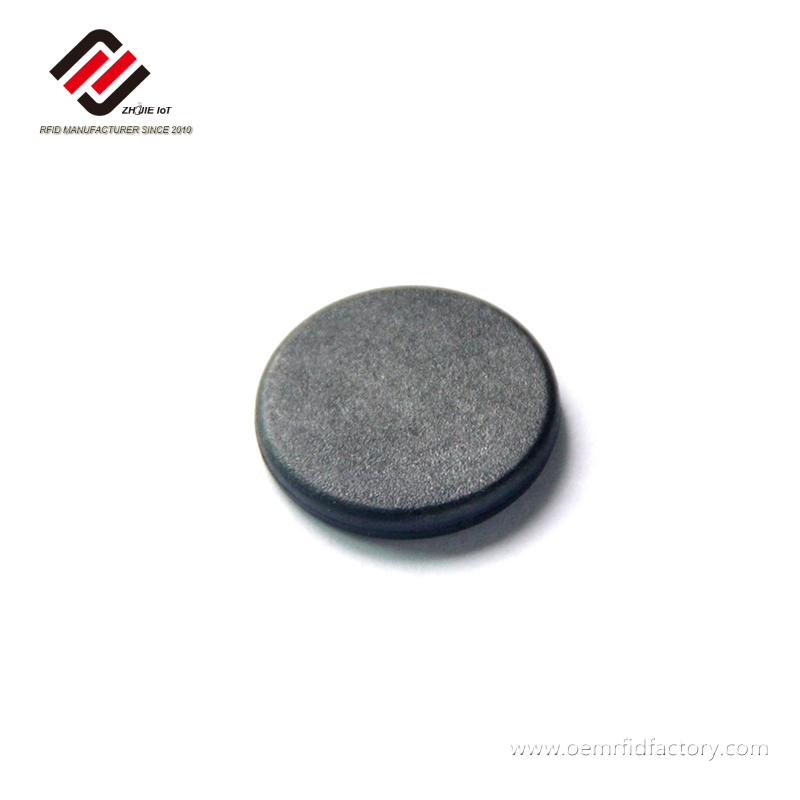 Etiqueta RFID FDX-B de 20 mm redonda em PPS, preta, com chip EM4305 de 134,2 kHz
