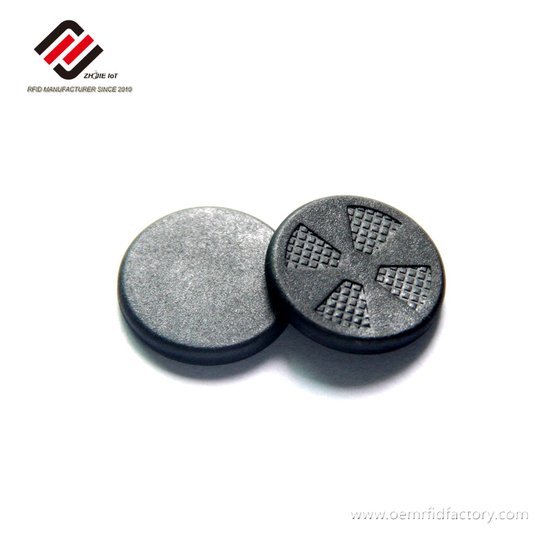 Etiqueta RFID FDX-B de 20 mm redonda em PPS, preta, com chip EM4305 de 134,2 kHz