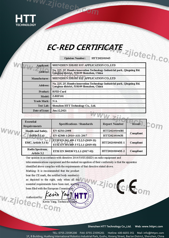  RFID Certificação CARD CE.